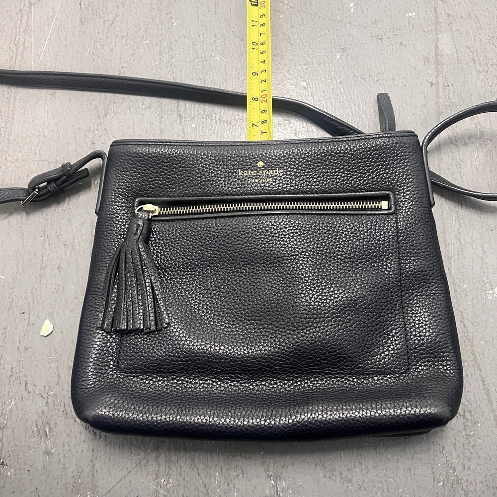 Kate Spade New York Pebbled Leather Crossbody Bag Black Tassel Zip Purse - Picture 15 of 16